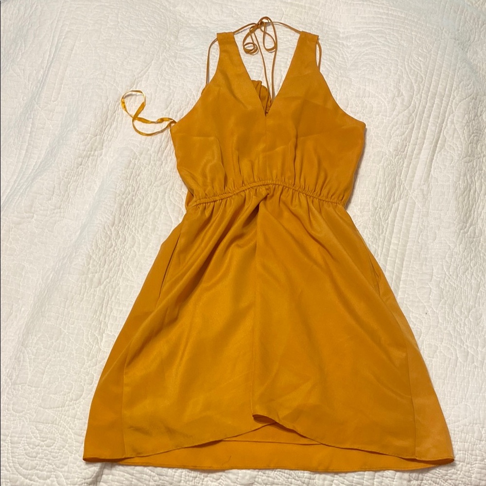 BCBGeneration Gold Halter Sundress Sleeveless Resort
